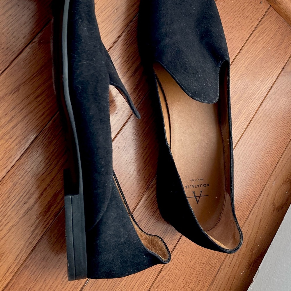 NWT Aquatalia black suede slip on flats size 10